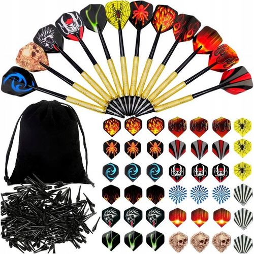 RZUTKI DART ZESTAW 12 RZUTEK LOTEK DO DARTA LOTKI 100 GROTÓW + 42 PIÓRKA na Arena.pl