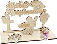 Prezent na Bierzmowanie Drewniany Anioł Skarbonka Krzyż 25x11 cm Pamiątka