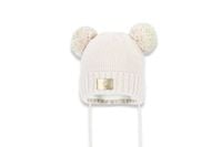 BROEL SERGIA czapka na zimę dla dziewczynki dwa pompony ecru 48-50