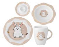 ZESTAW PORCELANOWY DLA DZIECI ĆMIELÓW CALINECZKA ZAJĄCZEK W046  X 4 EL.