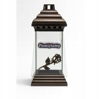 Znicz Szklany Pamiętamy Klasyczny Złota Róża Lampion Nagrobny Brązowy