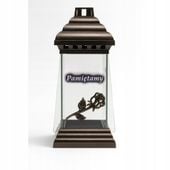 Znicz Szklany Pamiętamy Klasyczny Złota Róża Lampion Nagrobny Brązowy