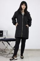 Czarna Kurtka Parka Damska Wiosenna 40