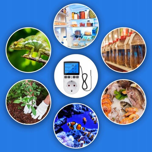 TERMOSTAT ELEKTRONICZNY REGULATOR TEMPERATURY GNIAZDO SIECI 230V max. 3680W na Arena.pl