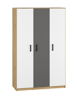 Szafa Młodzieżowa 3- Drzwiowa 3D 119 cm Artisan + Biel + Antracyt FINKS ML