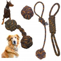 ZESTAW ZABAWEK DLA DUŻYCH PSÓW MOCNE SZARPAK PIŁKA SZNURY LINY 4szt