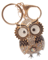 brelok metalowy z kryształkami SOWA