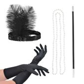 Zestaw akcesoria retro lata 20, czarny