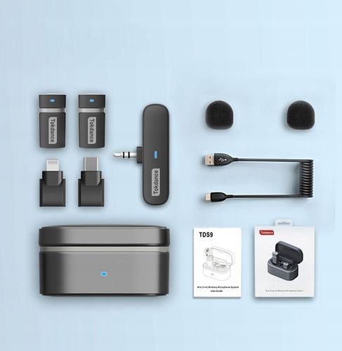 Mikrofon Bezprzewodowy TDS9 3w1 Bluetooth Lightning USB-C USB-A 2.4G na Arena.pl