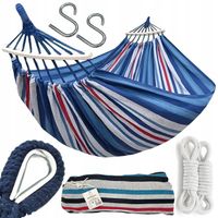 HAMAK OGRODOWY XXL 2 osobowy HUŚTAWKA z drążkiem 260x155cm +TORBA HAKI LINY