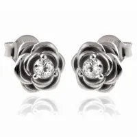 RODOWANE SREBRNE KOLCZYKI WKRĘTKI KWIATY KWIATKI KWIATUSZKI BIAŁE CYRKONIE