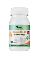 Witamina  D3 20000 IU + K2 MK-7 200 µg  180tab samopoczucie kości odporność