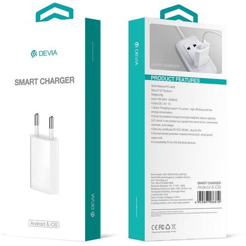 Ładowarka sieciowa DEVIA Smart Charge biała 1A na Arena.pl