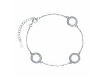 Rodowana srebrna bransoletka gwiazd celebrytka kółka circle ring cyrkonie srebro 925 Z1461BR_W