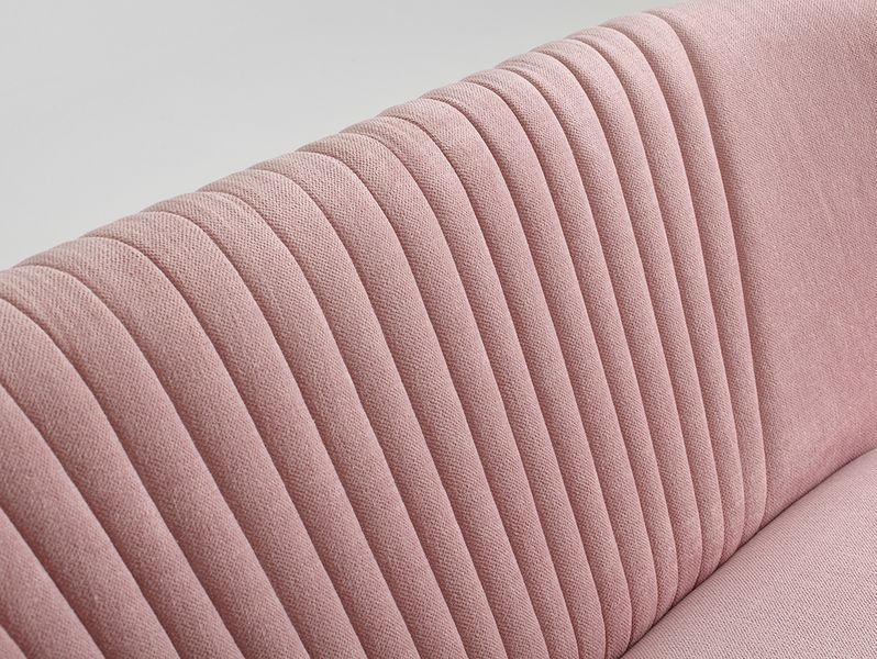 Sofa 2 osobowa HARRY - różowa beza, naturalny, design retro do salonu zdjęcie 5