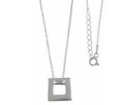 Delikatny rodowany srebrny naszyjnik gwiazd celebrytka pusty kwadrat sqare srebro 925 FL151N