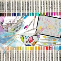 Markery Akrylowe Pisaki Wodoodporne 48szt do Kamieni Ubrań Flamastry Mazaki