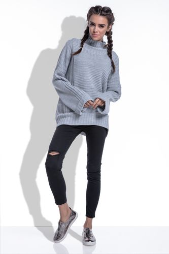 Sweter oversize F423 Beżowy UNI na Arena.pl