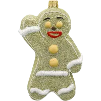 Bombka choinkowa szklana: Piernikowy ludzik: srebrny
