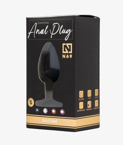 N69 korek analny silikonowy S czarny kryształek na Arena.pl