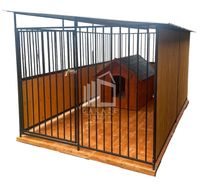 Kojec dla psów 2x3m - Drewniana podłoga - ściana zabudowana drewnem ID597