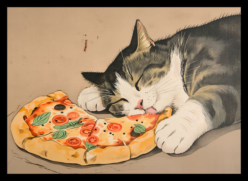 Plakat 35x25cm Pizza Dla Kota zdjęcie 2