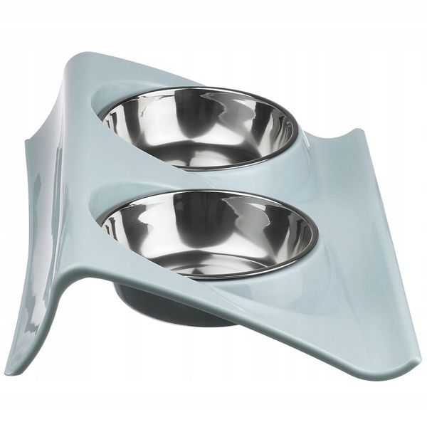 PODWÓJNA MISKA STALOWA DLA PSA KOTA STOJAK PODSTAWKA 2x450ml NA KARMĘ WODĘ zdjęcie 6