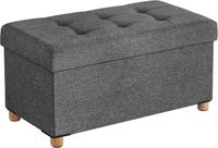 Pufa ciemnoszara 76x38x40 ze schowkiem i nogami drewnianymi skrzynia