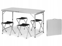 Stolik turystyczny składany stół ogrodowy walizka 4 krzesła 120x60x70 cm