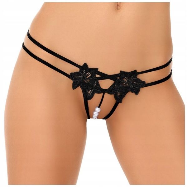 SEKSOWNE STRINGI ZE STYMULUJĄCYMI PEREŁKAMI zdjęcie 1
