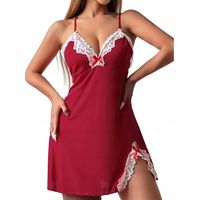 SEKSOWNA KOSZULKA NOCNA DAMSKA KORONKOWA PIŻAMKA SEXY ZESTAW HALKA KORONKA