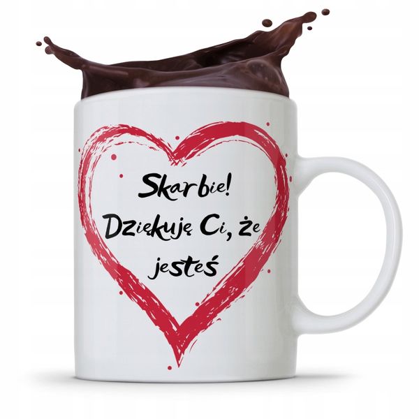 Kubek Prezent Dla Dziewczyny Skarbie Dziękuje Ci! Z Nadrukiem Ze Zdjęciem zdjęcie 1