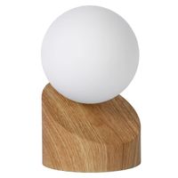 Lampka na szafkę nocną kula Len 45561/01/72 Lucide szklana biała drewniana