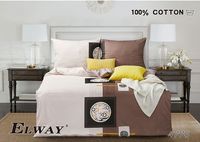 Pościel bawełniana 100% 160x200cm PASY BRĄZ BEŻ