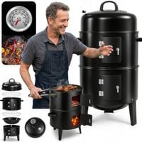 GRILL WĘGLOWY OGRODOWY WĘDZARNIA BECZKA PALENISKO MOCNY SOLIDNY + TERMOMETR