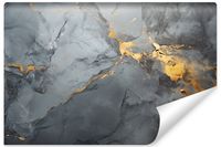Fototapeta Ścienna Czarny MARMUR Tekstura Złoto Glamour 300cm x 210cm