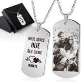 NIEŚMIERTELNIK stal chirurgiczna ŁAŃCUSZEK na prezent  +GRAWER ZDJĘCIA