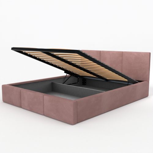 ŁÓŻKO TAPICEROWANE DO SYPIALNI 120x200 ŁÓŻKO PODWÓJNE Z POJEMNIKIEM RÓŻOWE na Arena.pl