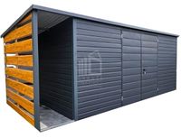 Schowek Domek Ogrodowy 5x2m + wiata 0,8x2m Brama dwuskrzydłowa dach  ID708