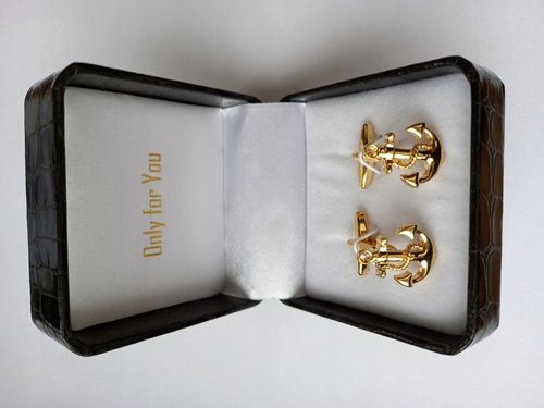 Złote spinki do mankietów Exciting Kotwica Marine Kapitańskie Żeglarskie na Arena.pl