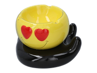 Żółta Ceramiczna Popielniczka Buźka Zakochana - Emoji z Oczami Serduszkami