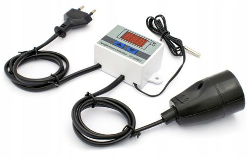 TERMOSTAT ELEKTRONICZNY REGULATOR TEMPERATURY Z GNIAZKIEM I WTYCZKĄ 230V na Arena.pl
