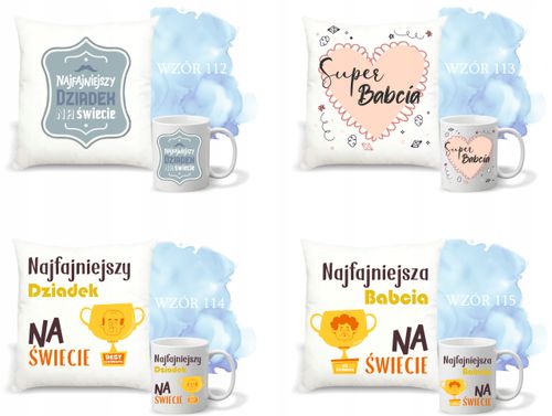 Zestaw PODUSZKA i KUBEK nadruk personalizowany PREZENT na dzień DZIADKA na Arena.pl