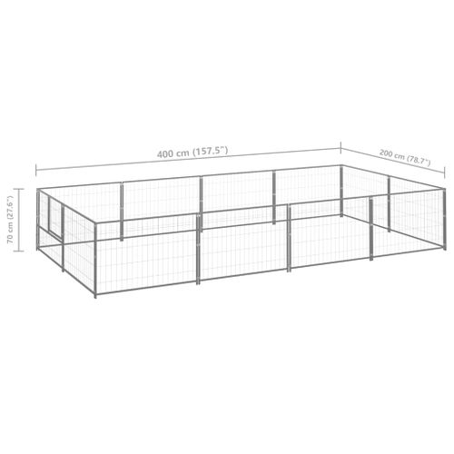 Kojec dla psa, srebrny, 8 m², stalowy na Arena.pl