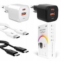 2x SZYBKA ŁADOWARKA USB C DO TELEFONU UNIWERSALNA 20W + 2x KABEL USB C 100W
