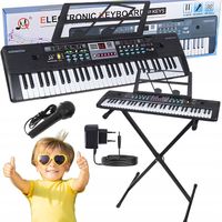 KEYBOARD ORGANY PIANINO DLA DZIECI DO NAUKI ZABAWY USB MP3 MIKROFON +STATYW