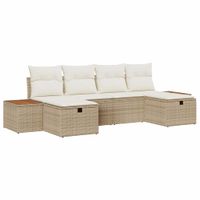Zestaw Sof na Ogród 6 pcs Beżowy 55 x 62 x 69 cm Polirattan