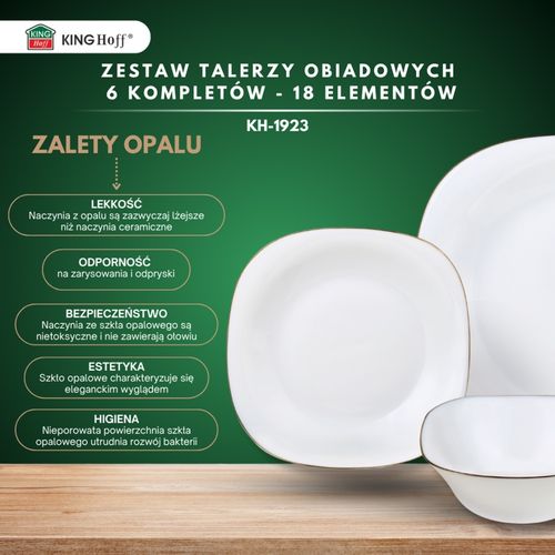 komplet obiadowy topaz dla 6 osób 18 elem. kinghoff kh-1923 na Arena.pl