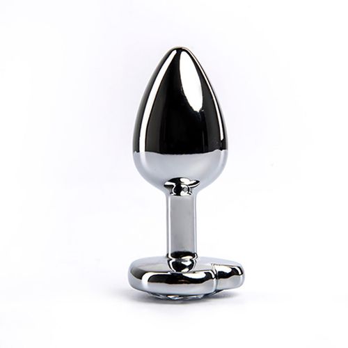 silver small heart-shaped butt plug with white crystal na Arena.pl