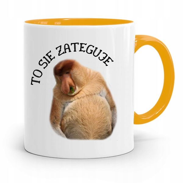 Kubek Żółty Nosacz Janusz To Się Zateguje Prezent Z Nadrukiem Ze Zdjęciem zdjęcie 1